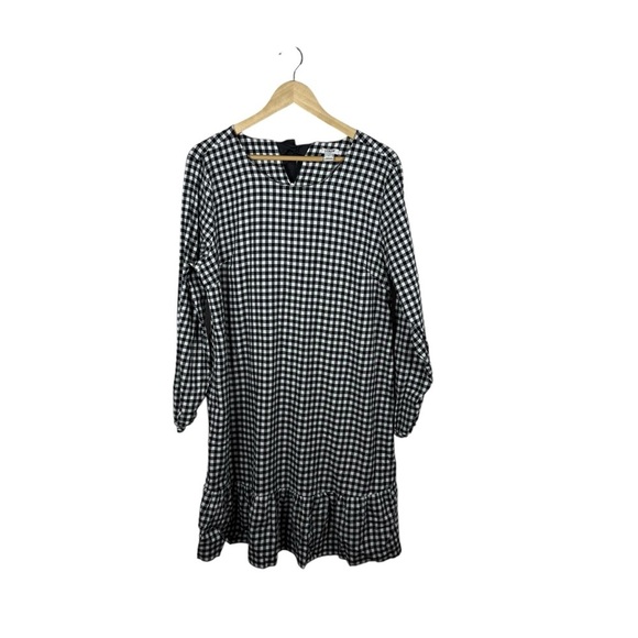 J. Crew Women’s Flannel Gingham Ruffle Mini Dress Black/White Size XL - Picture 4 of 11